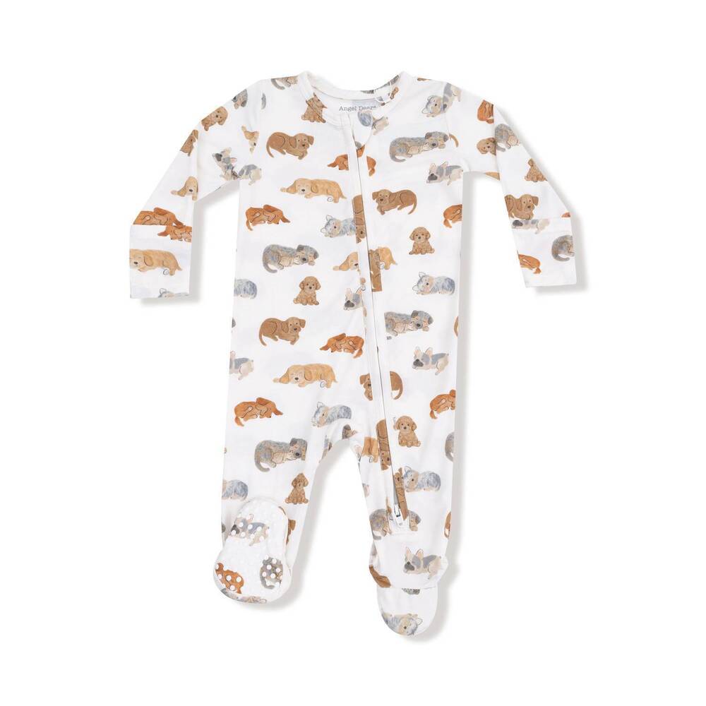 NEW ANGEL DEAR girls zipper footie in napping puppies